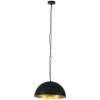 Steinhauer Runde Hängelampe Metall in Schwarz Gold 50 cm Modern< Hängelampen|Bürolampen