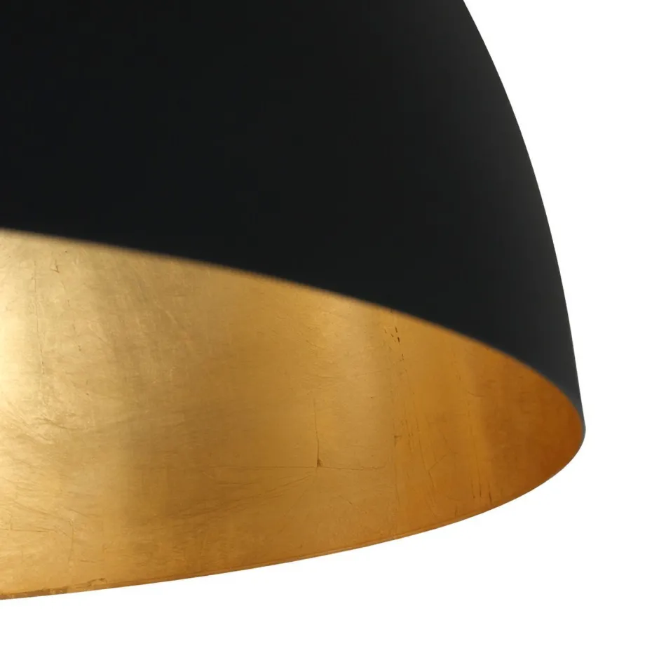 Steinhauer Runde Hängelampe Metall in Schwarz Gold 50 cm Modern< Hängelampen|Bürolampen