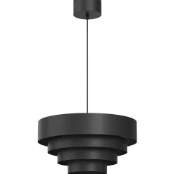 Hängelampen|Bürolampen*Luminex Runde Hängelampe Metall Schwarz E27 Ø39 cm indirekt