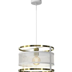 Luminex Runde Hängelampe Metall Weiß Gold Ø30 cm Loft stylisch< Hängelampen|Bürolampen