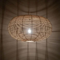Nowodvorski Runde Hängelampe Rattan Natur wohnlich E27 Ø79 cm groß< Hängelampen|Bürolampen