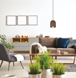 Hängelampen|Bürolampen*Belis Runde Hängelampe Schwarz Braun E27 Ø11 cm Loft