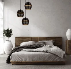 Hängelampen|Bürolampen*Belis Runde Hängelampe Schwarz Gold Metall B:45 cm E27 3-flmg