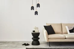 Belis Runde Hängelampe Schwarz Metall Holz 3-flmg E27 Ø36 cm< Hängelampen|Bürolampen