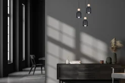 Belis Runde Hängelampe Schwarz Metall Holz 3-flmg E27 Ø36 cm< Hängelampen|Bürolampen