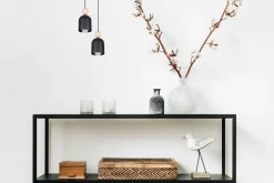 Belis Runde Hängelampe Schwarz Metall Holz 2-flmg E27 Ø21 cm< Hängelampen|Bürolampen