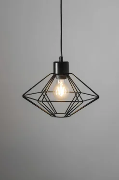 Vintage Lampen|Designerlampen*Sigma Runde Hängelampe Schwarz Metall E27 Ø28 cm stylisch