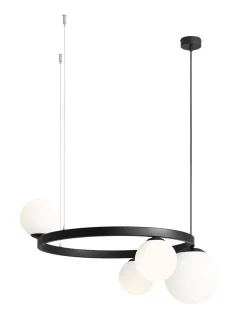 ALDEX Runde Hängelampe Schwarz Weiß Glaskugeln Metall E27< Hängelampen|Bürolampen