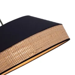 Belis Runde Hängelampe Stoff Rattan Schwarz Natur E27 Ø45 cm< Hängelampen|Bürolampen