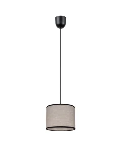 Hängelampen|Bürolampen*Belis Runde Hängelampe Stoff Schwarz Beige E27 Ø20 cm Modern