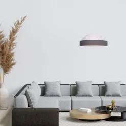 Belis Runde Hängelampe Stoff Weiß Grau E27 Ø45 cm blendarm< Hängelampen|Bürolampen