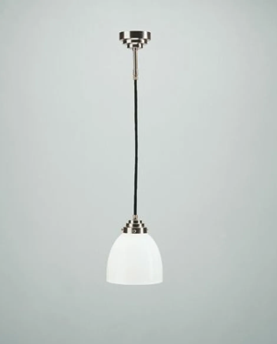 Hängelampen|Bürolampen*Berliner Messingleuchten Runde Hängeleuchte Messing Glas in Nickel E27 B:15 cm