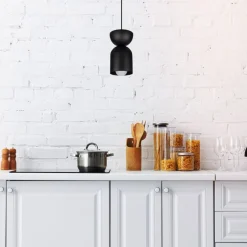 Belis Runde Hängeleuchte Schwarz Metall Ø11 cm Minimalistisch< Hängelampen|Bürolampen