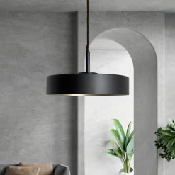 Giovanni Battista Runde Hängeleuchte Schwarz Gold E27 Ø 40 cm Messing Eisen< Hängelampen|Feuchtraumleuchten