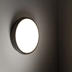 Metall Lampen|Feuchtraumleuchten*TK Lighting Runde LED Außenwandleuchte IP54 Aluminium Schwarz 18 W