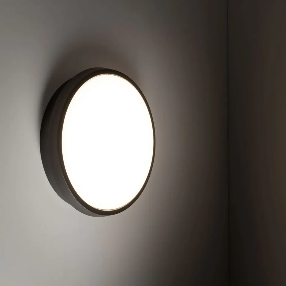 Metall Lampen|Feuchtraumleuchten*TK Lighting Runde LED Außenwandleuchte IP54 Aluminium Schwarz 18 W