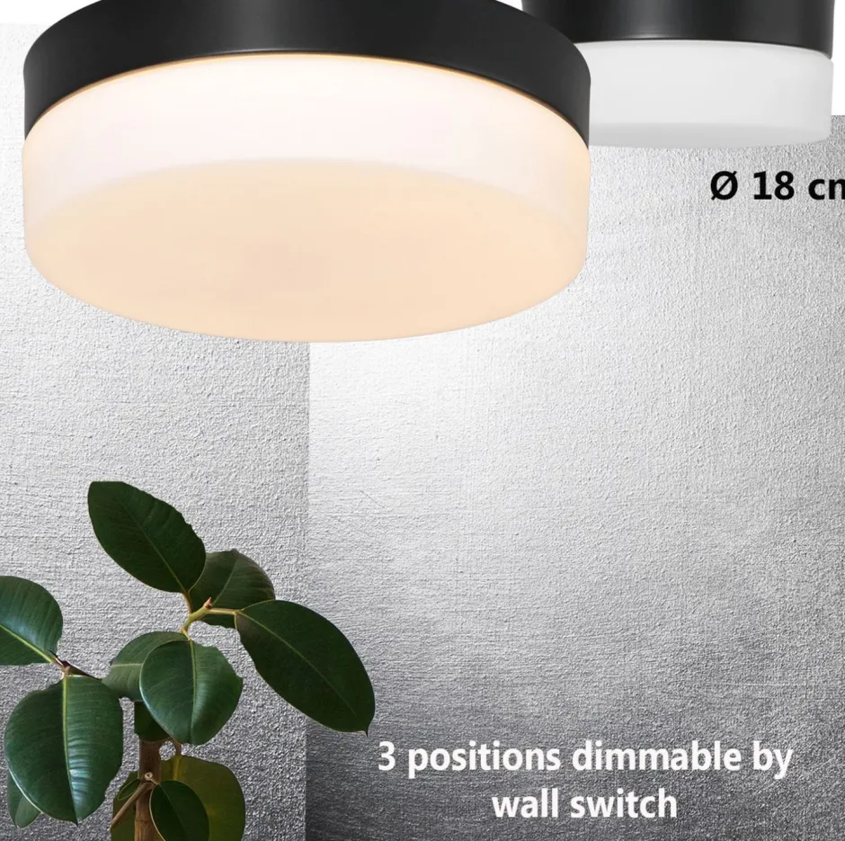 Steinhauer Runde LED Deckenlampe Glas Metall IP44 Ø18 cm 12 W< Deckenleuchten|Led Lampen