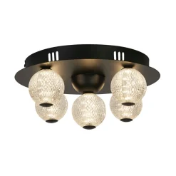 Searchlight Runde LED Deckenlampe Schwarz Metall Ø33 cm 21 W Kugeln< Flurlampen|Wohnzimmerlampen