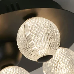 Searchlight Runde LED Deckenlampe Schwarz Metall Ø33 cm 21 W Kugeln< Flurlampen|Wohnzimmerlampen