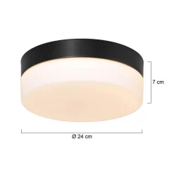 Steinhauer Runde LED Deckenleuchte Glas Metall IP44 Ø24 cm 18 W< Deckenleuchten|Led Lampen