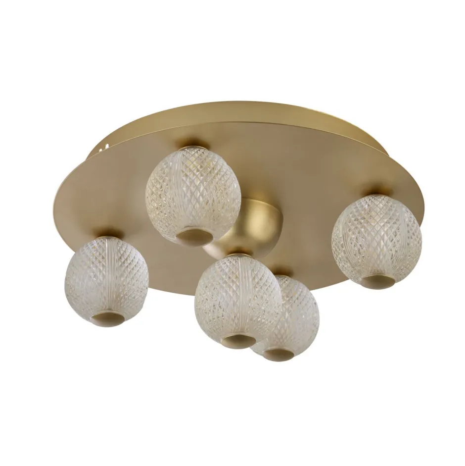 Flurlampen|Wohnzimmerlampen*Searchlight Runde LED Deckenleuchte in Gold Metall Ø33 cm 3000 K