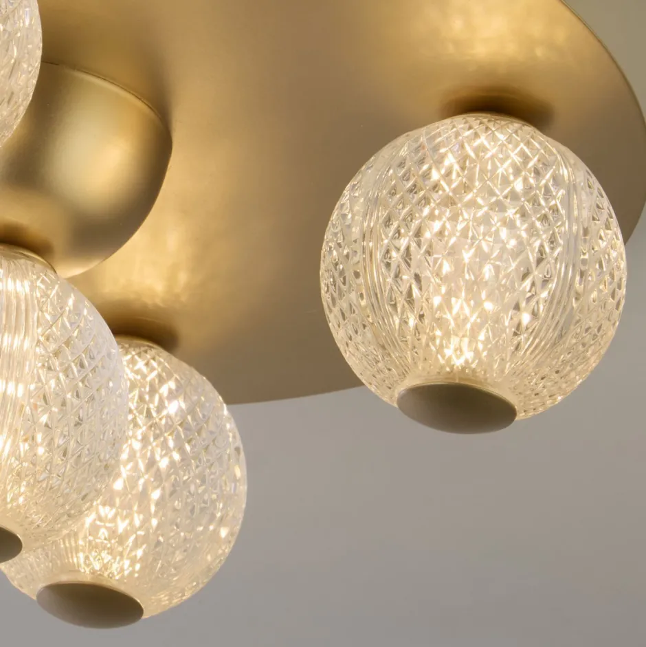 Flurlampen|Wohnzimmerlampen*Searchlight Runde LED Deckenleuchte in Gold Metall Ø33 cm 3000 K