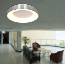 Metall Lampen|Schlafzimmer Lampen*Steinhauer Runde LED Deckenleuchte in Silber Weiß Ø38 cm 2700 K