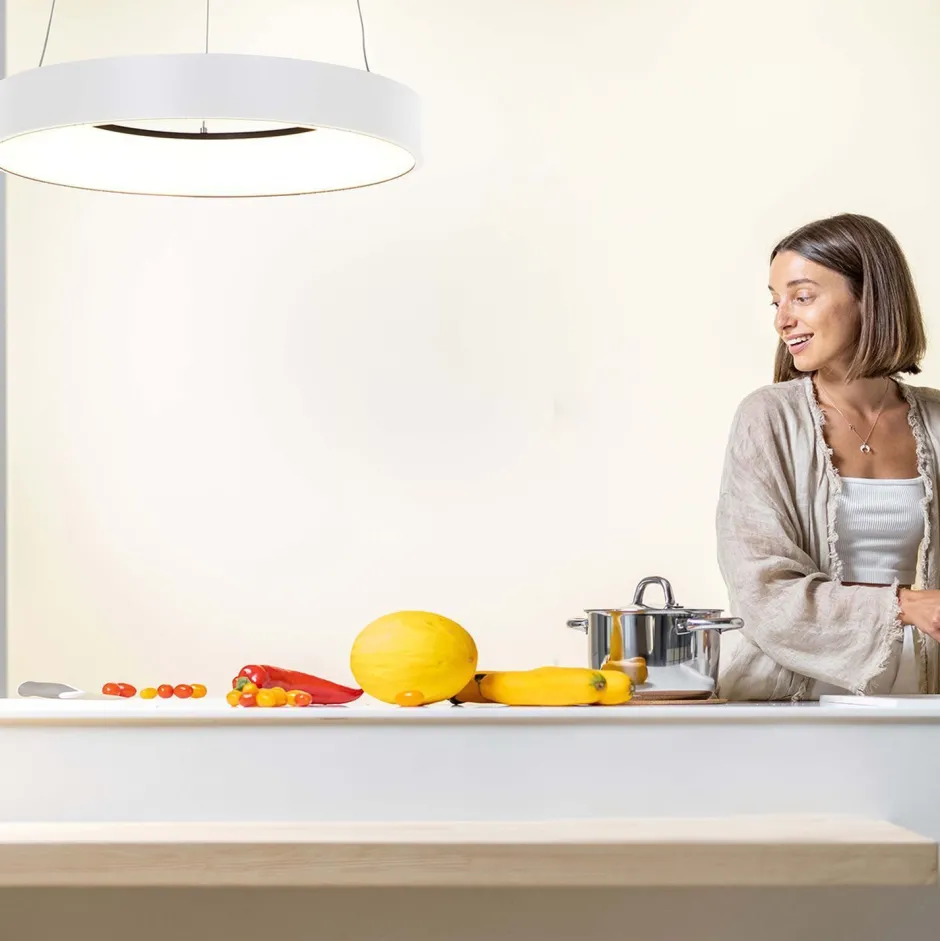 Hängelampen|Led Lampen*Steinhauer Runde LED Hängelampe Weiß Ø48 cm 2700 K 30 W wohnlich