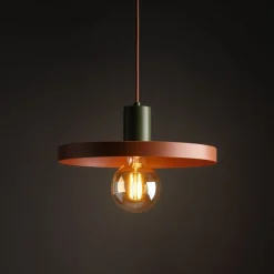 TK Lighting Runde Pendelleuchte E27 Ø30 cm Vintage Braun Ziegelrot< Hängelampen|Bürolampen