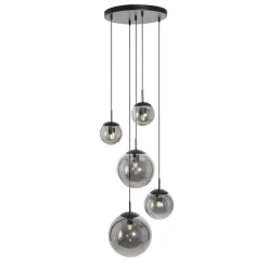 Steinhauer Runde Pendelleuchte Glas in Rauchgrau Ø60 cm E27 Modern< Hängelampen|Bürolampen
