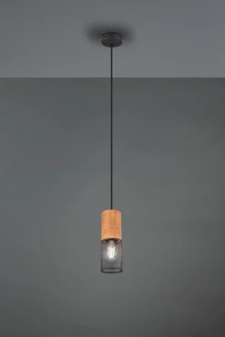 Hängelampen|Bürolampen*Trio Reality Runde Pendelleuchte Holz Metall Ø10 cm E27 wohnlich