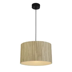 Searchlight Runde Pendelleuchte Holz Metall E27 B:35 cm natürlich< Wohnzimmerlampen|Esszimmer Lampen