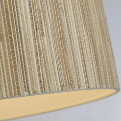 Searchlight Runde Pendelleuchte Holz Metall E27 B:35 cm natürlich< Wohnzimmerlampen|Esszimmer Lampen