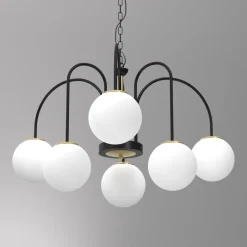 Luminex Runde Pendelleuchte in Messing Schwarz Weiß E14 Ø65 cm< Hängelampen|Bürolampen