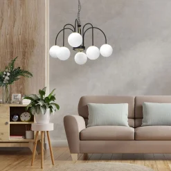 Luminex Runde Pendelleuchte in Messing Schwarz Weiß E14 Ø65 cm< Hängelampen|Bürolampen