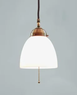 Hängelampen|Bürolampen*Berliner Messingleuchten Runde Pendelleuchte Messing Glas Zugschalter E27 Ø15 cm