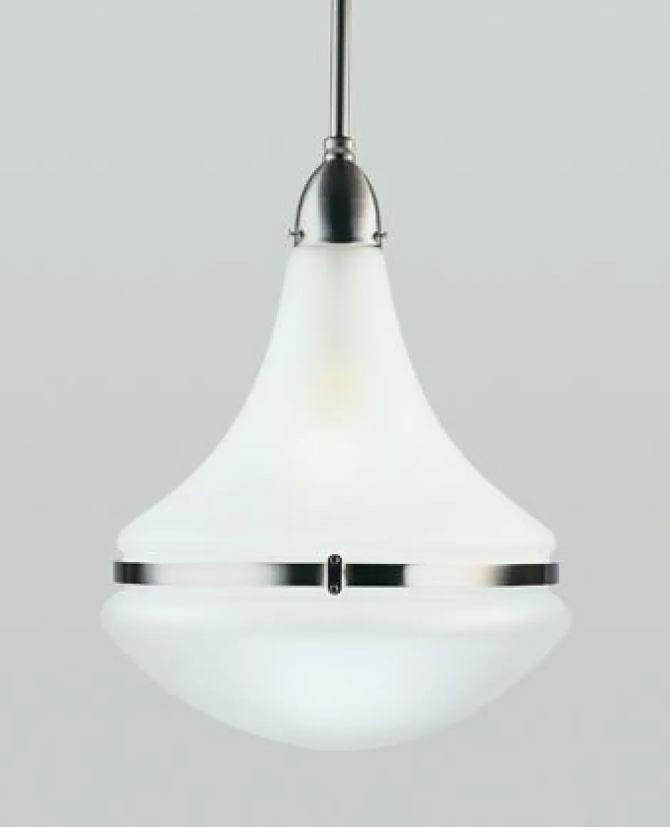 Berliner Messingleuchten Runde Pendelleuchte Messing Glas E27 Ø34 cm in Nickel< Hängelampen|Bürolampen