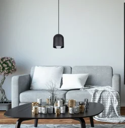 Belis Runde Pendelleuchte Metall Schwarz E27 Ø11 cm Loft< Hängelampen|Bürolampen