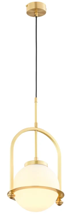 Jupiter Runde Pendelleuchte Metall Glas 23 cm E27 in Messing< Hängelampen|Bürolampen