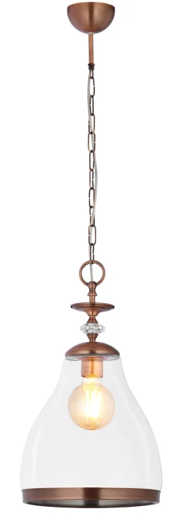 Hängelampen|Glaslampen*Jupiter Runde Pendelleuchte Metall Glas E27 Ø29cm wohnlich