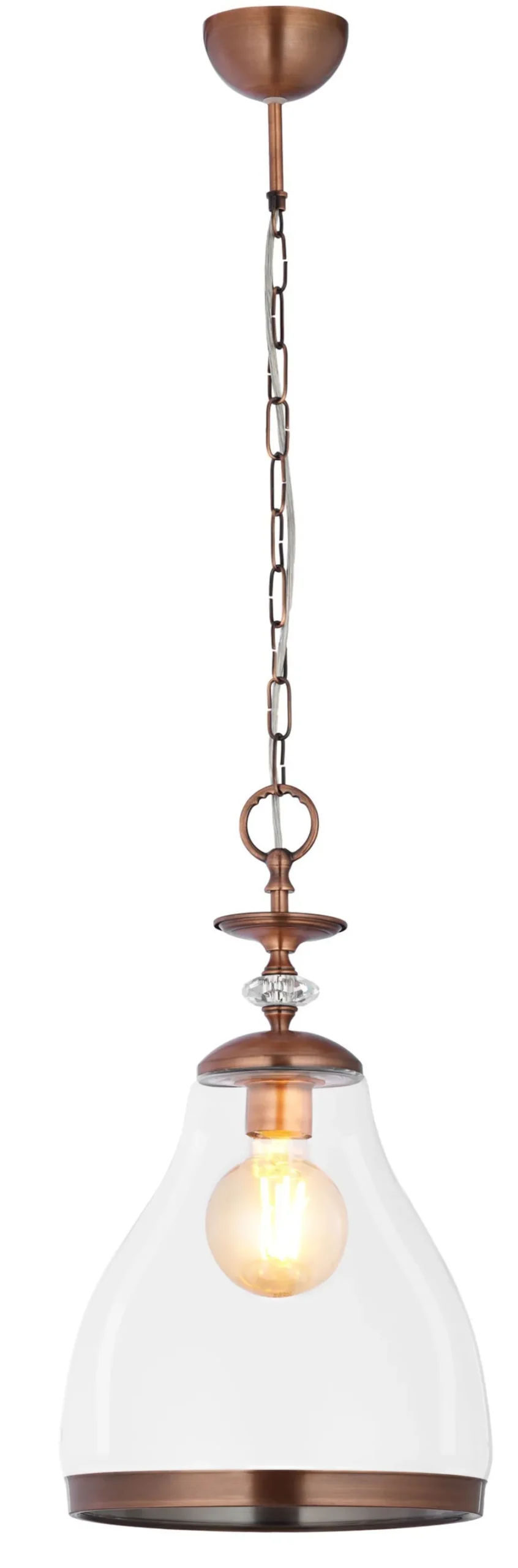 Hängelampen|Glaslampen*Jupiter Runde Pendelleuchte Metall Glas E27 Ø29cm wohnlich