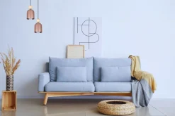 Belis Runde Pendelleuchte Pink Metall Holz 2-flmg E27 Ø21 cm< Hängelampen|Bürolampen