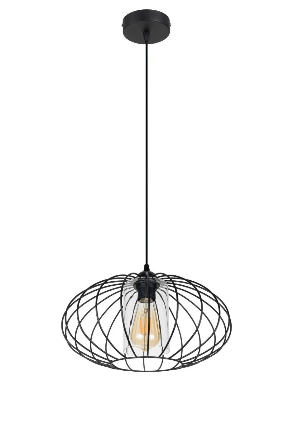 Belis Runde Pendelleuchte Schwarz Metall Ø34 cm E27 Retro< Hängelampen|Bürolampen