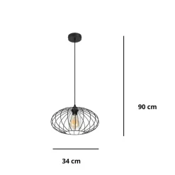 Belis Runde Pendelleuchte Schwarz Metall Ø34 cm E27 Retro< Hängelampen|Bürolampen