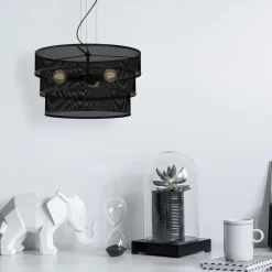 Luminex Runde Pendelleuchte Schwarz Metall E27 Ø55 cm Industrie< Hängelampen|Bürolampen