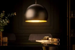 Invicta Interior Runde Pendelleuchte Schwarz Gold Metall Ø30 cm Retro< Bürolampen|Feuchtraumleuchten