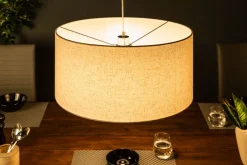 Schlafzimmer Lampen|Stofflampen*Invicta Interior Runde Pendelleuchte Stoff E27 Ø55 cm Modern in Natur