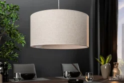 Schlafzimmer Lampen|Stofflampen*Invicta Interior Runde Pendelleuchte Stoff E27 Ø55 cm Modern in Natur
