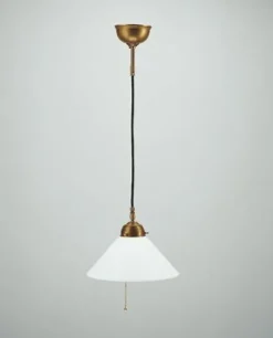 Berliner Messingleuchten Runde Pendelleuchte Zugschalter Messing Glas E27 Ø25 cm< Hängelampen|Bürolampen