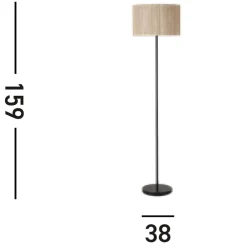 Searchlight Runde Stehlampe Bambus Metall E27 159 cm Schwarz Natur< Wohnzimmerlampen|Metall Lampen